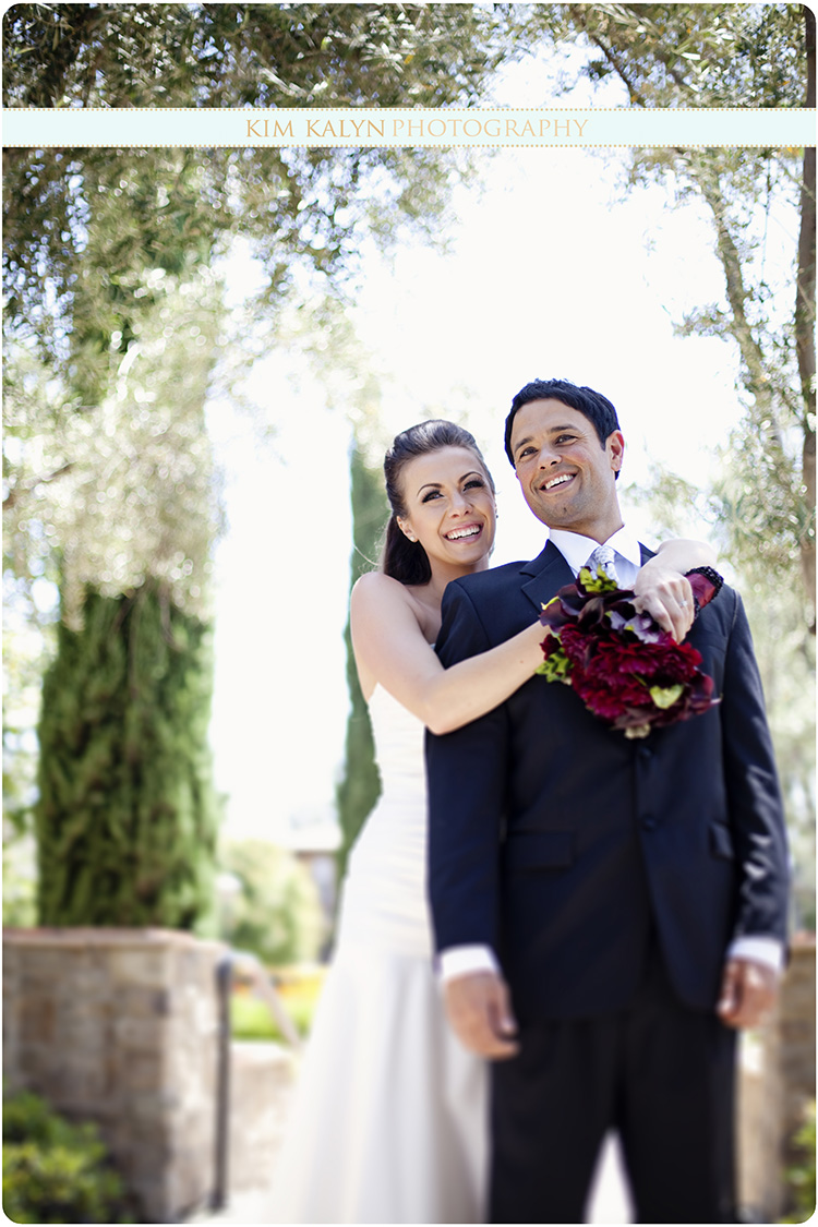 Orange County, black calla lilly bouquet, tux, beautiful gown